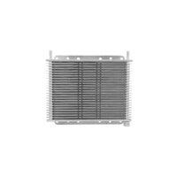 Trans Oil Cooler - 280 x 200 x 19mm (3/8" Hose Barb) suits 9" SPAL Fan, Temp Switch Boss - Raw