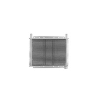 Trans Oil Cooler - 280 x 200 x 19mm (1/2" Hose Barb) suits 9" SPAL Fan, Temp Switch Boss - Raw